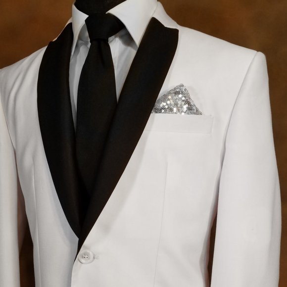 Men's Sequin Pre-Folded Pocket Square Insert - Silver - Picture 2 of 6